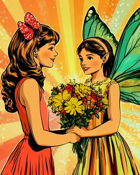 Brightening Her Day - Fairies Wall Art Prints – 8″x10″ Artwork for 11″x14″ Frame
