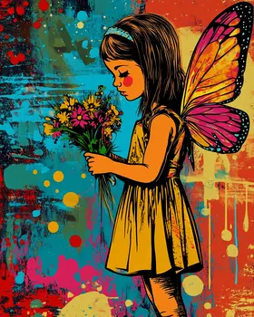 Shy Fae with a Bouquet - Fairies Wall Art Prints – 8″x10″ Artwork for 11″x14″ Frame