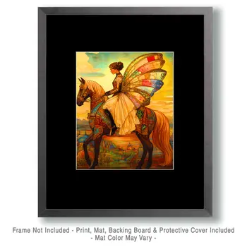 Fabulous Fae on Her Horse - Fairies Wall Art Prints – 8″x10″ Artwork for 11″x14″ Frame