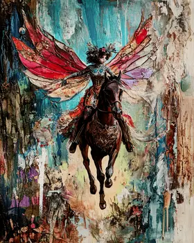 Fae's Wild Ride - Fairies Wall Art Prints – 8″x10″ Artwork for 11″x14″ Frame