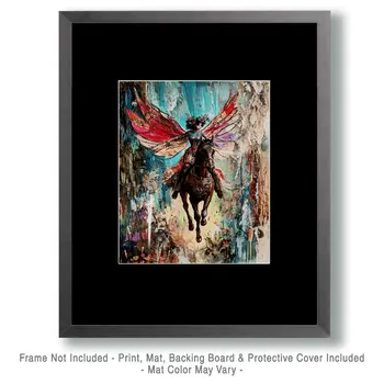 Fae's Wild Ride - Fairies Wall Art Prints – 8″x10″ Artwork for 11″x14″ Frame