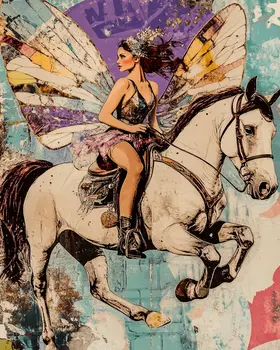 Vintage Fairy on Horse - Fairies Wall Art Prints – 8″x10″ Artwork for 11″x14″ Frame