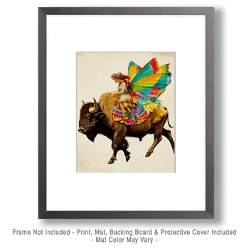 BOHO Fairy on Buffalo - Fairies Wall Art Prints – 8″x10″ Artwork for 11″x14″ Frame