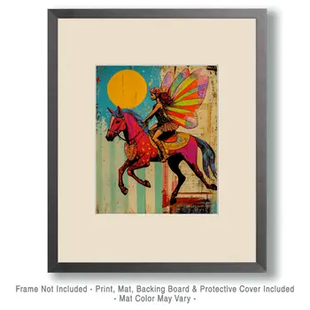Fae on Horseback - Fairies Wall Art Prints – 8″x10″ Artwork for 11″x14″ Frame