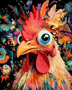 Ahk! Whacky Chicken - Chicken Art Prints - 8"x10" Artwork for 11"x14" Frame