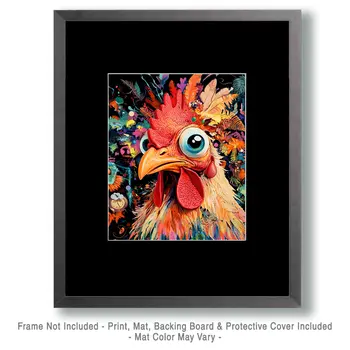 Ahk! Whacky Chicken - Chicken Art Prints - 8"x10" Artwork for 11"x14" Frame