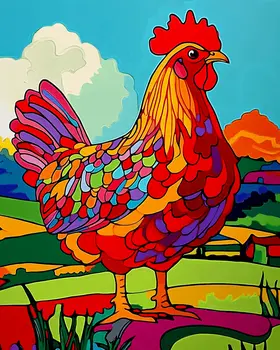 Sunny Day Rooster - Chicken Art Prints - 8"x10" Artwork for 11"x14" Frame