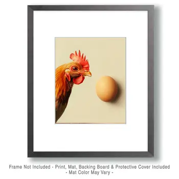 Chicken and The Egg - Chicken Art Prints - 8"x10" Artwork for 11"x14" Frame