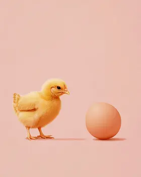 Chick and The Egg - Chicken Art Prints - 8"x10" Artwork for 11"x14" Frame