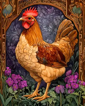 Big Brown Hen - Chicken Art Prints - 8"x10" Artwork for 11"x14" Frame