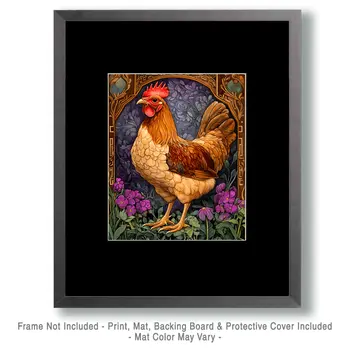 Big Brown Hen - Chicken Art Prints - 8"x10" Artwork for 11"x14" Frame