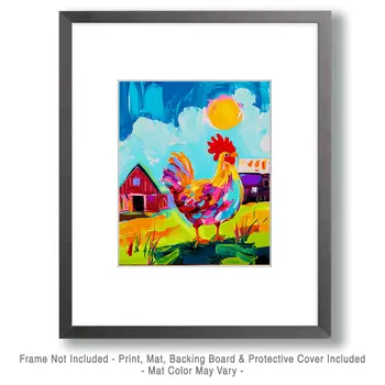 Chicken in the Field - Chicken Art Prints - 8"x10" Artwork for 11"x14" Frame