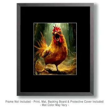 Just Wait a Clucking Minute! - Chicken Art Prints - 8"x10" Artwork for 11"x14" Frame
