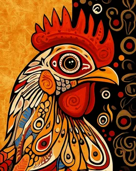 BOHO Chicken Portrait - Chicken Art Prints - 8"x10" Artwork for 11"x14" Frame