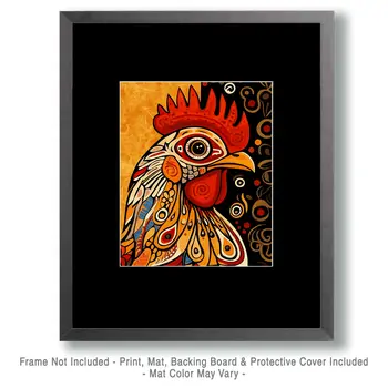 BOHO Chicken Portrait - Chicken Art Prints - 8"x10" Artwork for 11"x14" Frame