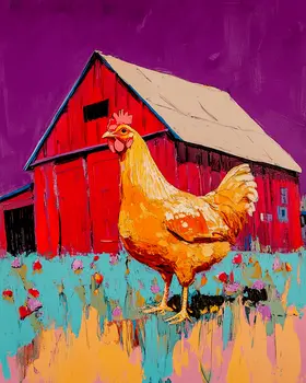 Neo Pop Hen - Chicken Art Prints - 8"x10" Artwork for 11"x14" Frame