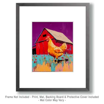 Neo Pop Hen - Chicken Art Prints - 8"x10" Artwork for 11"x14" Frame