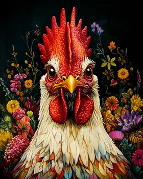 Straight on Chicken - Chicken Art Prints - 8"x10" Artwork for 11"x14" Frame