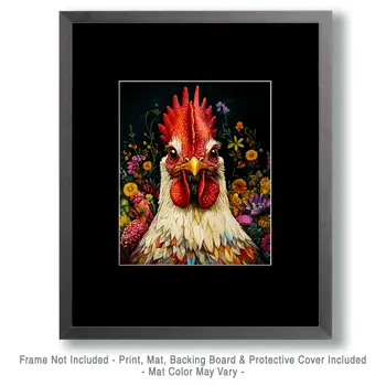 Straight on Chicken - Chicken Art Prints - 8"x10" Artwork for 11"x14" Frame