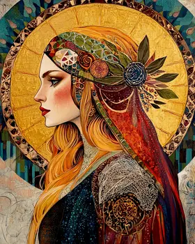Freya in Headress - Freya the Norse Goddess Wall Art Prints – 8″x10″ Artwork for 11″x14″ Frame