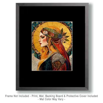 Freya in Headress - Freya the Norse Goddess Wall Art Prints – 8″x10″ Artwork for 11″x14″ Frame