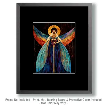 Abstract Freya with Sword - Freya the Norse Goddess Wall Art Prints – 8″x10″ Artwork for 11″x14″ Frame