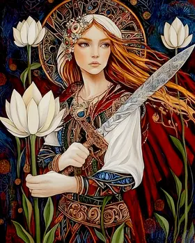 Freya and Lotus - Freya the Norse Goddess Wall Art Prints – 8″x10″ Artwork for 11″x14″ Frame