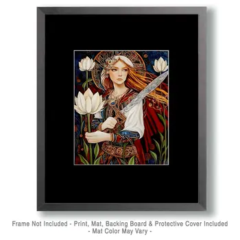 Freya and Lotus - Freya the Norse Goddess Wall Art Prints – 8″x10″ Artwork for 11″x14″ Frame