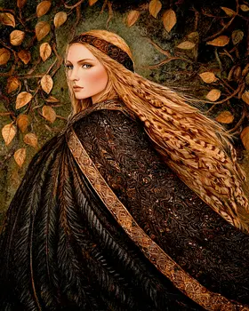 Golden Fall Freya - Freya the Norse Goddess Wall Art Prints – 8″x10″ Artwork for 11″x14″ Frame