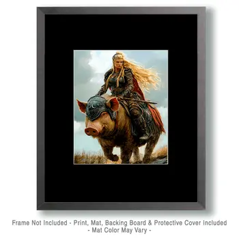 Freya on Her War Hog - Freya the Norse Goddess Wall Art Prints – 8″x10″ Artwork for 11″x14″ Frame