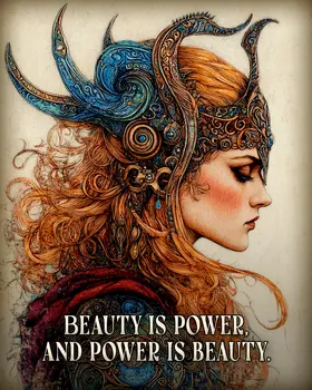 Beauty is Power - Freya the Norse Goddess Wall Art Prints – 8″x10″ Artwork for 11″x14″ Frame