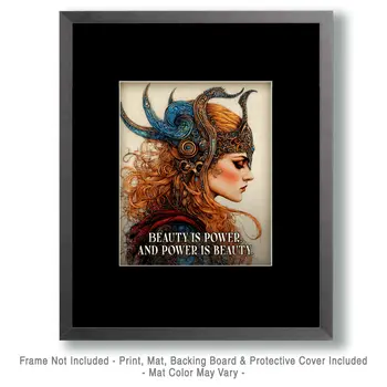 Beauty is Power - Freya the Norse Goddess Wall Art Prints – 8″x10″ Artwork for 11″x14″ Frame