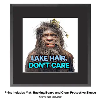 Bigfoot Happy Camper - Sasquatch Cryptid Art Prints - 8"x8" Art Print for 12"x12" Frame
