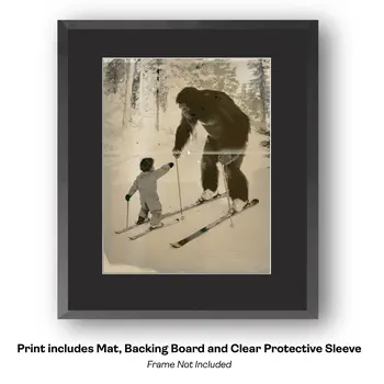 Bigfoot Happy Camper - Sasquatch Cryptid Art Prints - 8"x8" Art Print for 12"x12" Frame