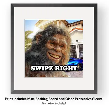 Bigfoot Happy Camper - Sasquatch Cryptid Art Prints - 8"x8" Art Print for 12"x12" Frame
