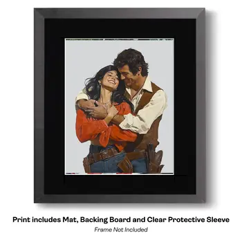Horsin' Around – Western Romance 8″x10″ Artwork in 11″x14″ Cowboy and Cowgirl Country Love