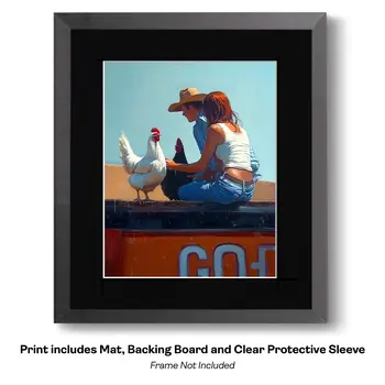 Romance on the Road – Western Romance 8″x10″ Artwork in 11″x14″ Cowboy and Cowgirl Country Love