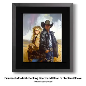 Romance on the Road – Western Romance 8″x10″ Artwork in 11″x14″ Cowboy and Cowgirl Country Love