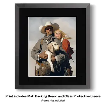 Romance on the Road – Western Romance 8″x10″ Artwork in 11″x14″ Cowboy and Cowgirl Country Love