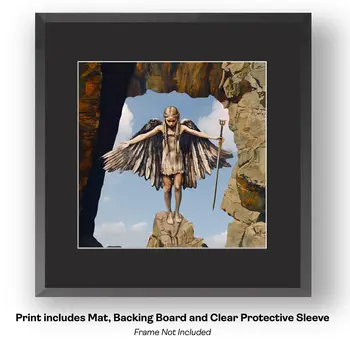 Freya with Feathered Cloak -  Fantasy Art Prints – 8″x8″ Artwork in 12″x12″ Mat