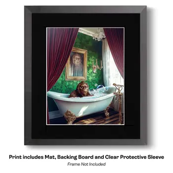Bigfoot the Patriot - Cryptids Art Prints - Bigfoot Prints – 8″x8″ Artwork in 12″x12″ Mat