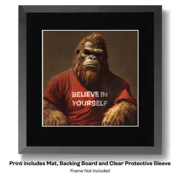 Bigfoot the Patriot - Cryptids Art Prints - Bigfoot Prints – 8″x8″ Artwork in 12″x12″ Mat