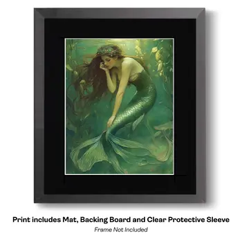 Emerald Mermaid 8″x10″ Artwork in 11″x14″ Mat