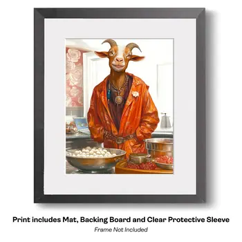 Billy Goat Baking - Gourmet Animal Wall Art Prints – 8″x10″ Artwork for 11″x14″ Frame