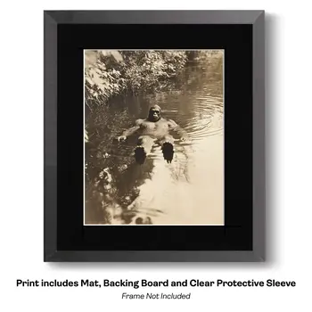 Bigfoot the Patriot - Cryptids Art Prints - Bigfoot Prints – 8″x8″ Artwork in 12″x12″ Mat