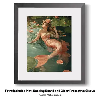 Mermaid in Undersea Garden 8″x10″ Artwork in 11″x14″ Mat