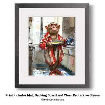 Chatty Cockatoo Cooking  - Gourmet Animal Wall Art Prints – 8″x10″ Artwork for 11″x14″ Frame