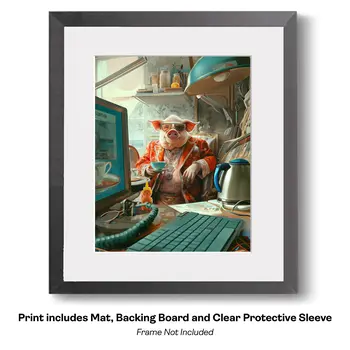 Chatty Cockatoo Cooking  - Gourmet Animal Wall Art Prints – 8″x10″ Artwork for 11″x14″ Frame