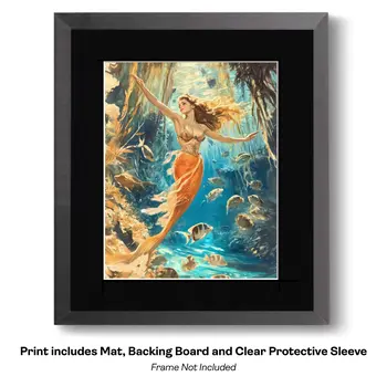 Emerald Mermaid 8″x10″ Artwork in 11″x14″ Mat