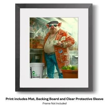 Boss Hog, Restauranteur - Gourmet Animal Wall Art Prints – 8″x10″ Artwork for 11″x14″ Frame